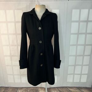 J. Crew Black Skirted Dress Long Sleeve Lined Mid Length Pea Coat Size 4